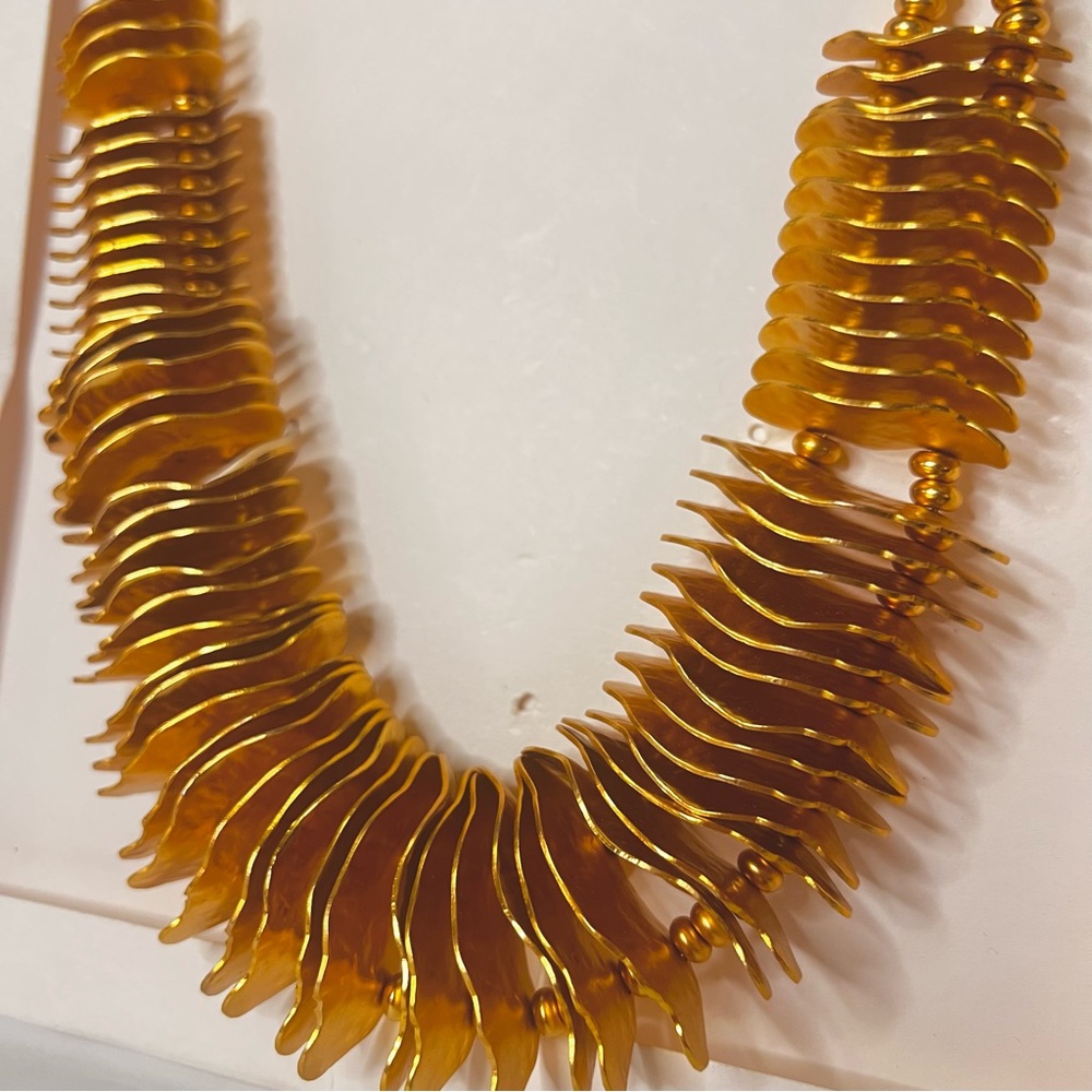 Zara gold-tone metal pieces necklace w matching beads. Chunky Statement NWT - Picture 5 of 6